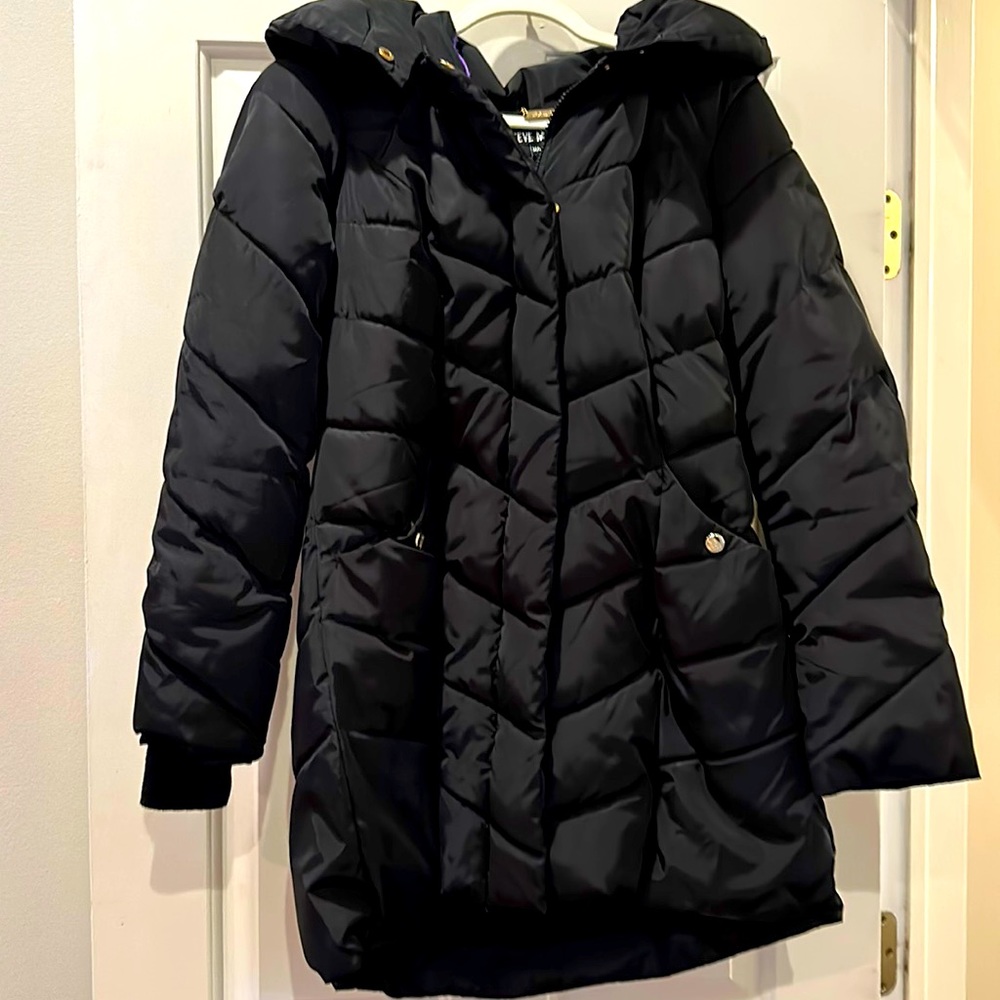 Steve Madden, Black winter coat, warm, size M, worn but good condition